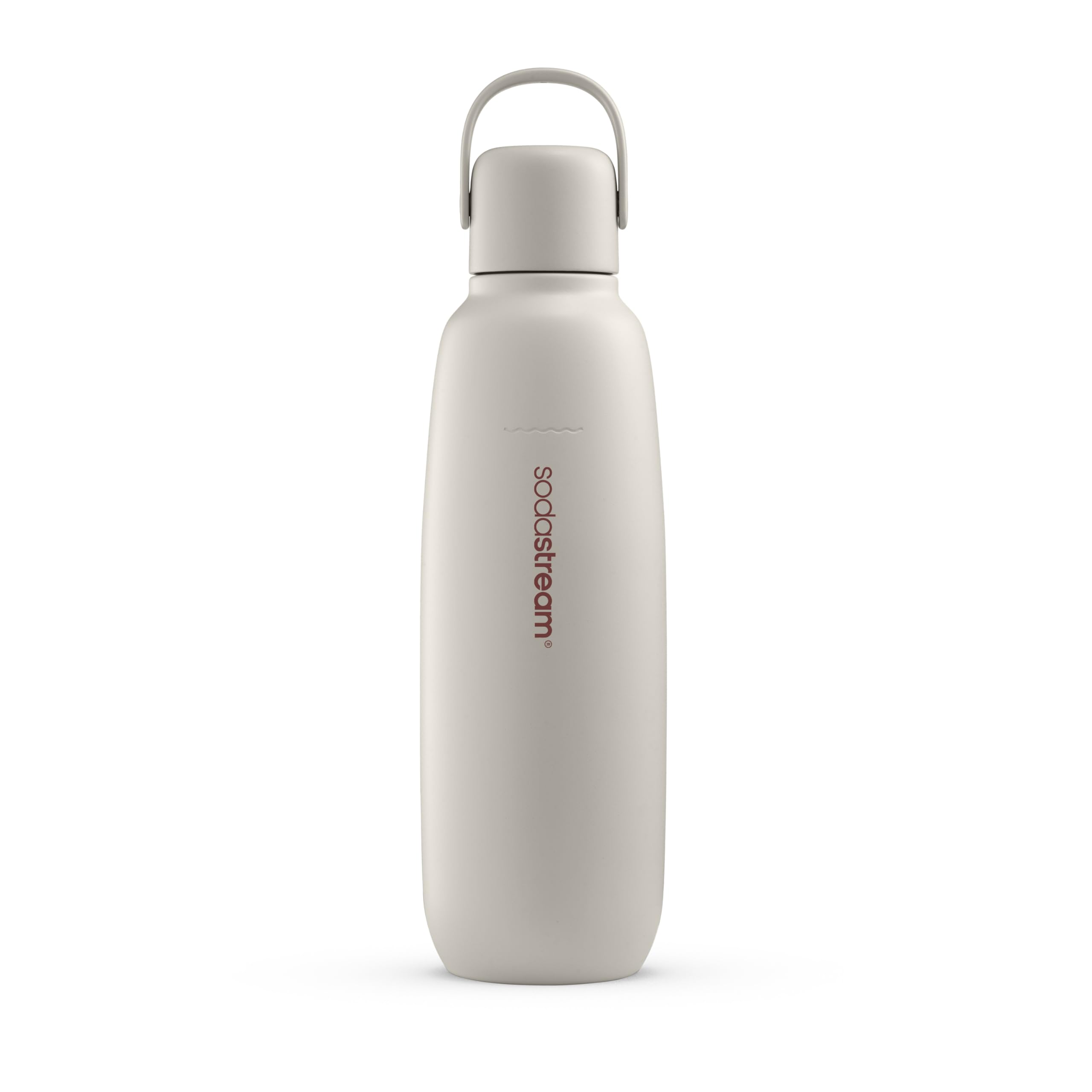 SodaStream Fizz & Go Cool Sand bottle front view; keeps beverages cold and bubbly.