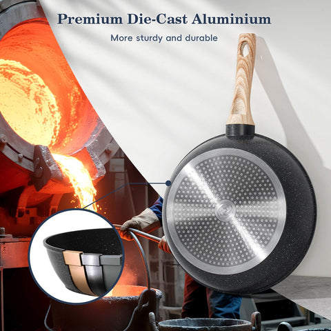 SODAY die-cast aluminum cookware for even heat and durability