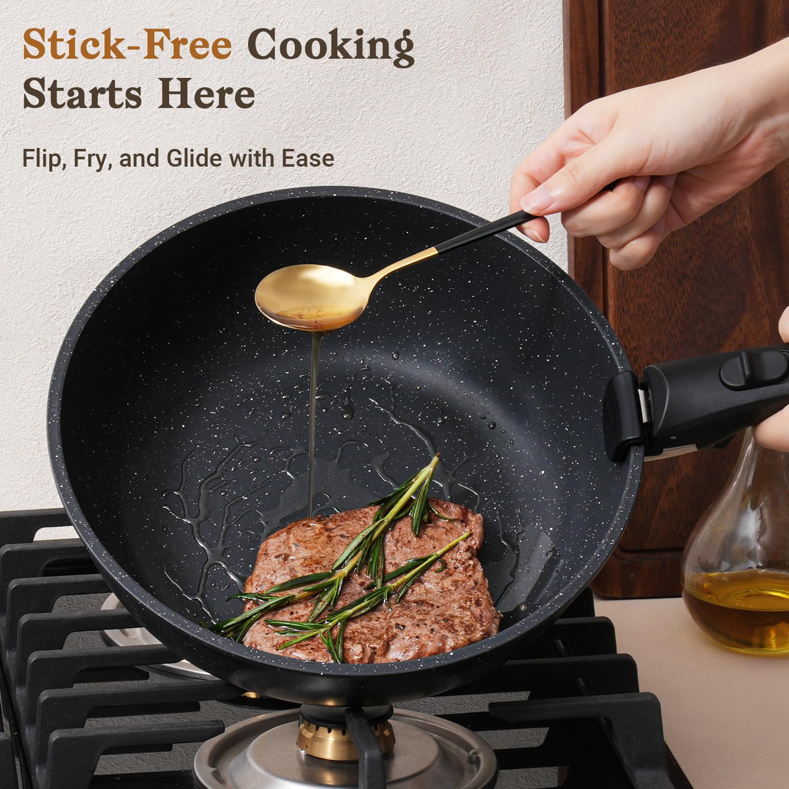 SODAY nonstick coating cookware enables effortless food release and easy cleanup.