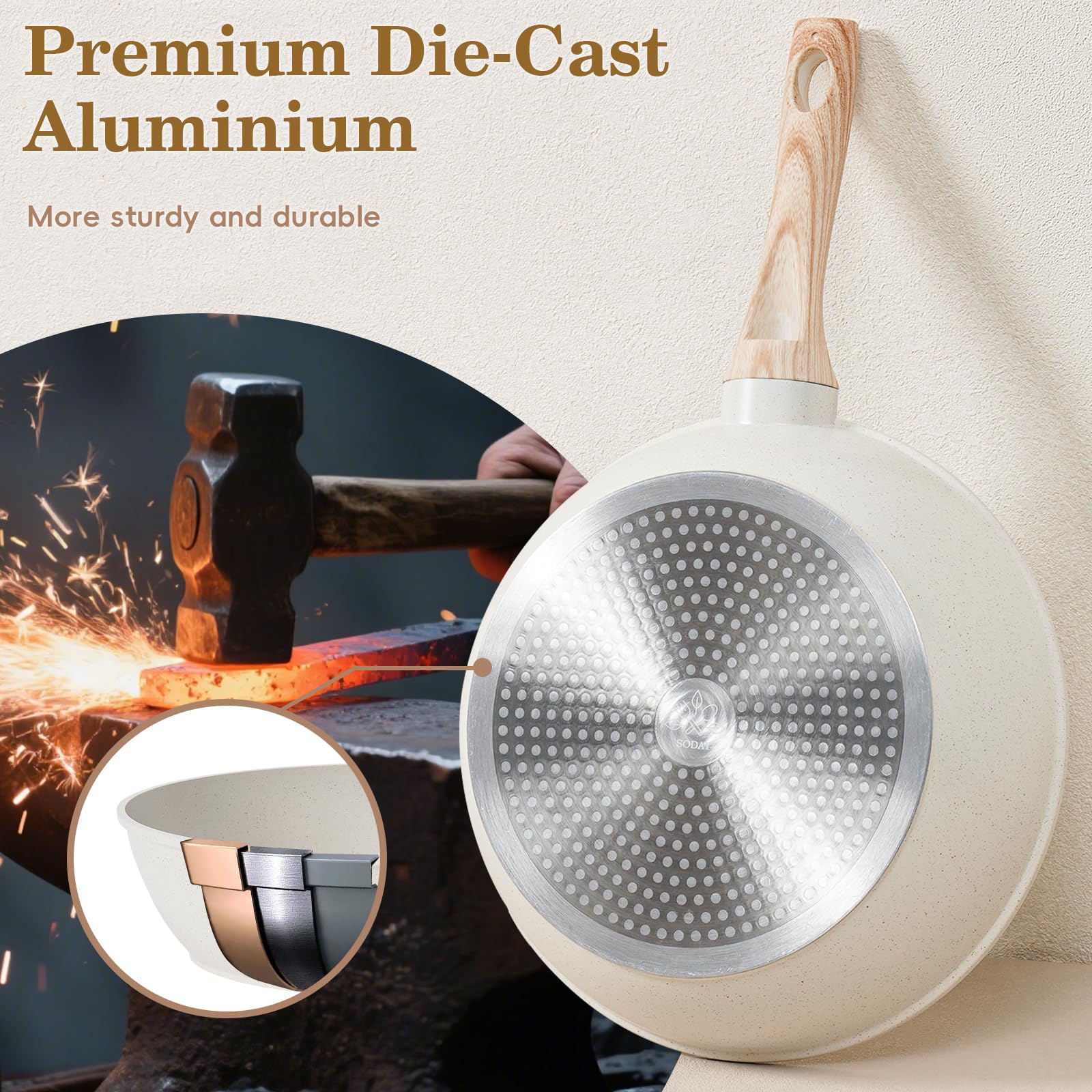 SODAY tempered glass lids lock in moisture and flavor.