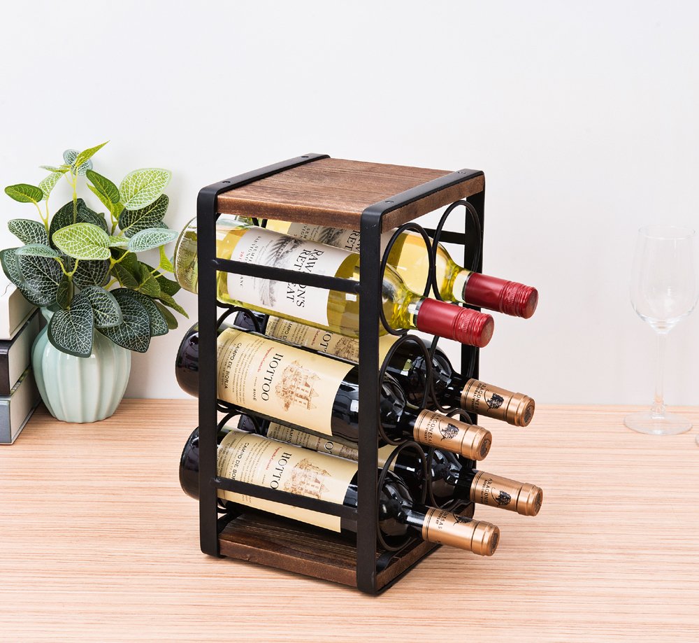 SODUKU rustic wood grain adds warm charm while organizing bottles.