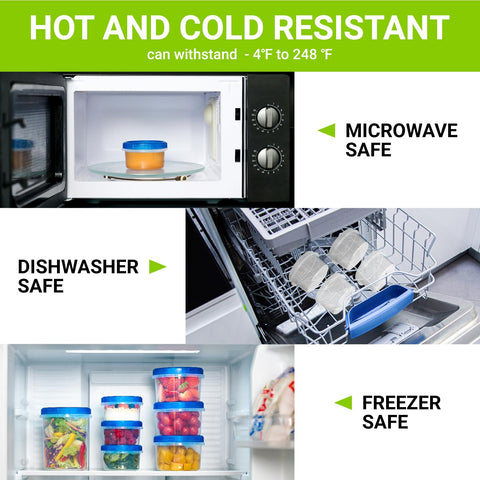 Soelomu 8oz freezer container microwave-safe label indicating safe reheating with lid removed