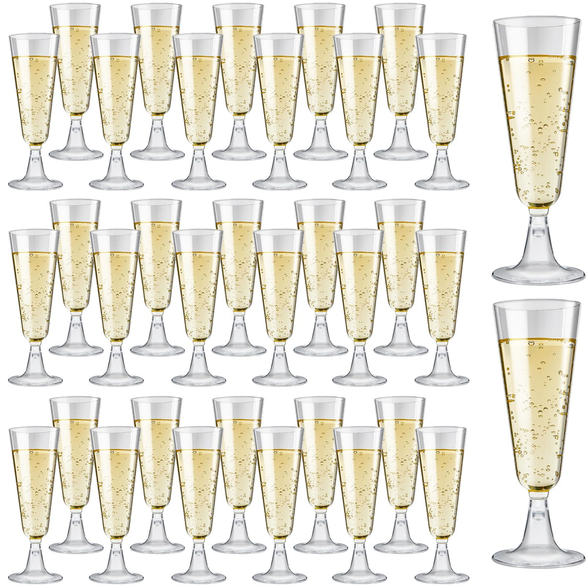 Soelomu champagne flutes in clear plastic for elegant toasts at parties