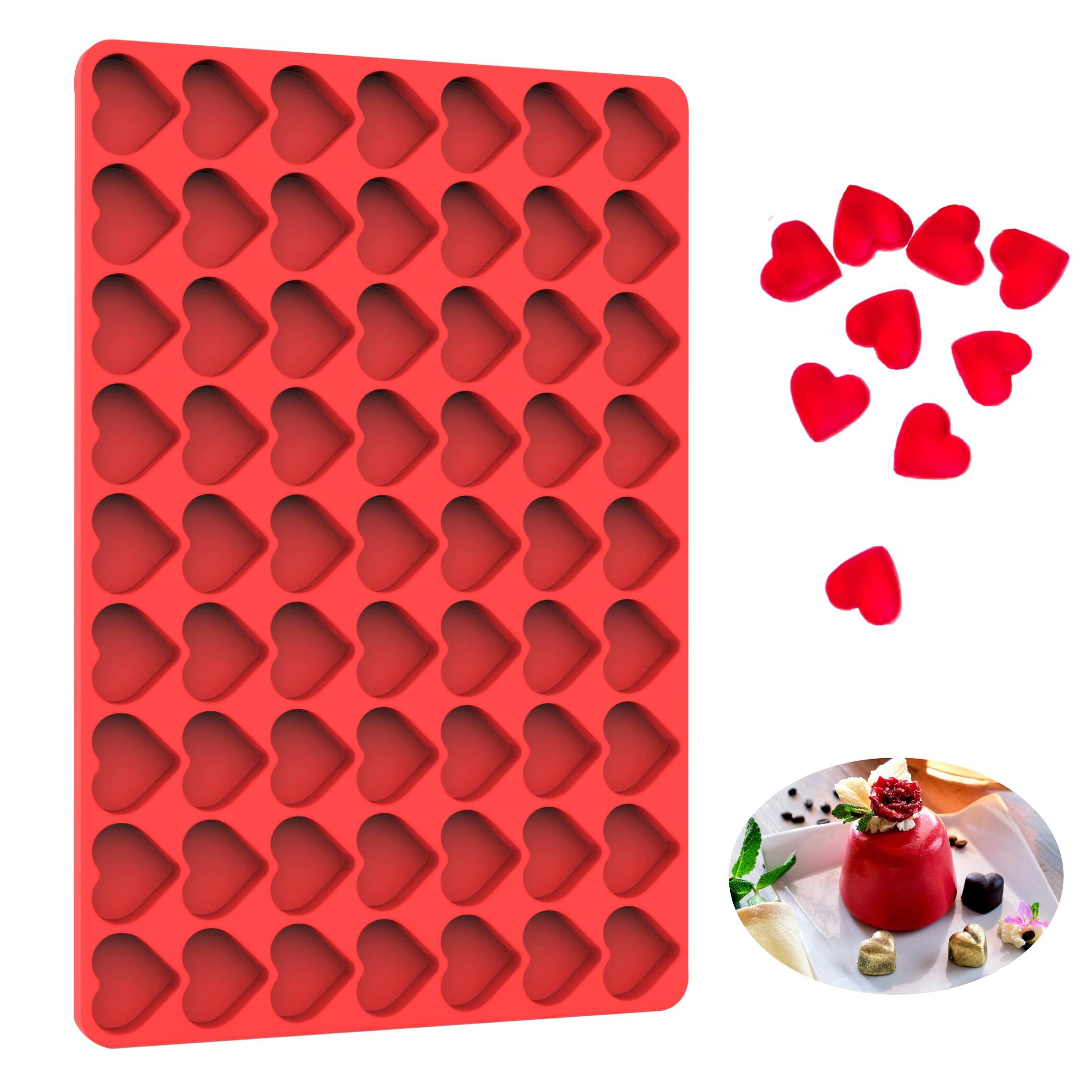 sofliym heart silicone mold with 63 cavities for bite-sized treats