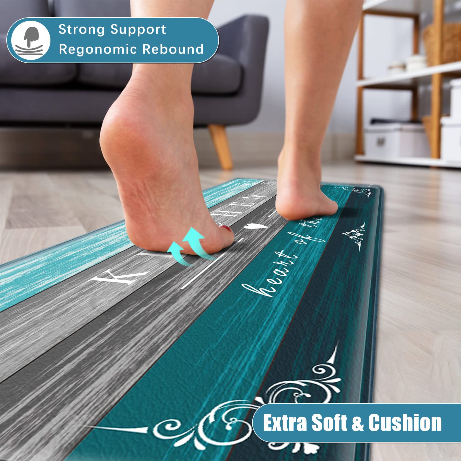 Sofort non-slip backing keeps the mat in place on dry floors.
