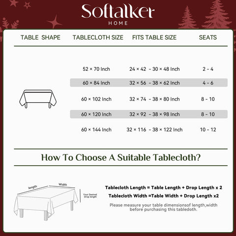 Softalker holiday decor tablecloth suitable for indoor and outdoor events