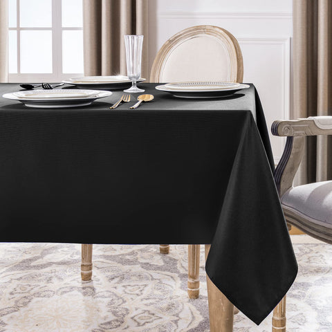 Softalker rectangle tablecloth 60x84 black on table demonstrates easy care