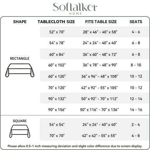 Softalker rectangle tablecloth machine washable tag displayed for convenient cleaning