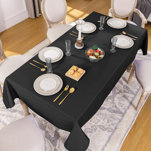 Softalker rectangle tablecloth stain resistance on rich black fabric for busy meals