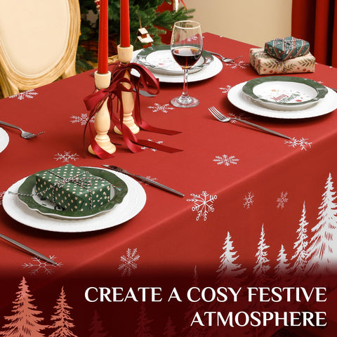 Softalker snowflakes accents tablecloth adds wintry charm to meals.