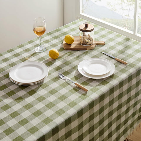 Softalker tablecloth close-up showing linen-cotton texture and fringe details