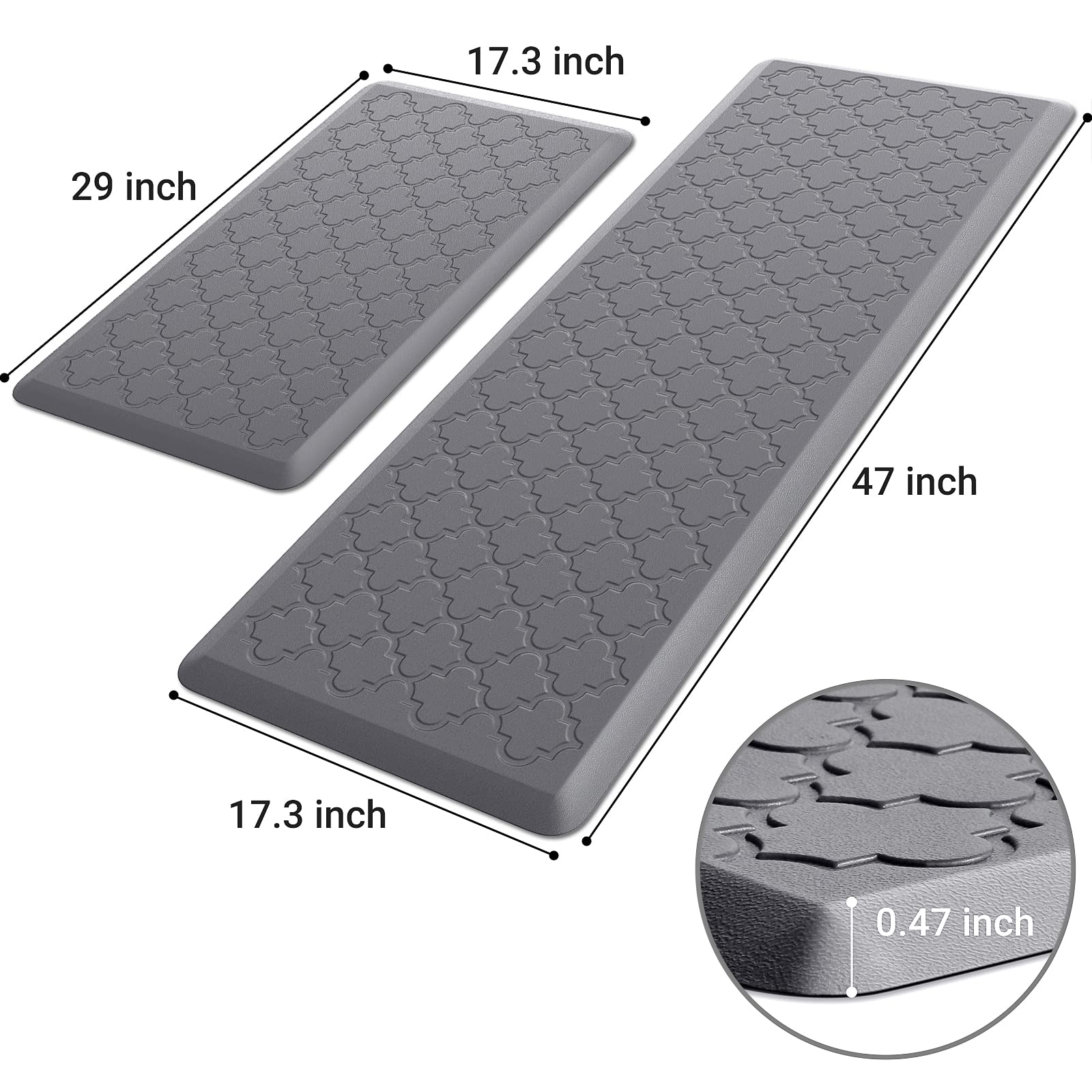 SoftDuo kitchen mat with embossed texture top provides extra foot support while preparing meals.