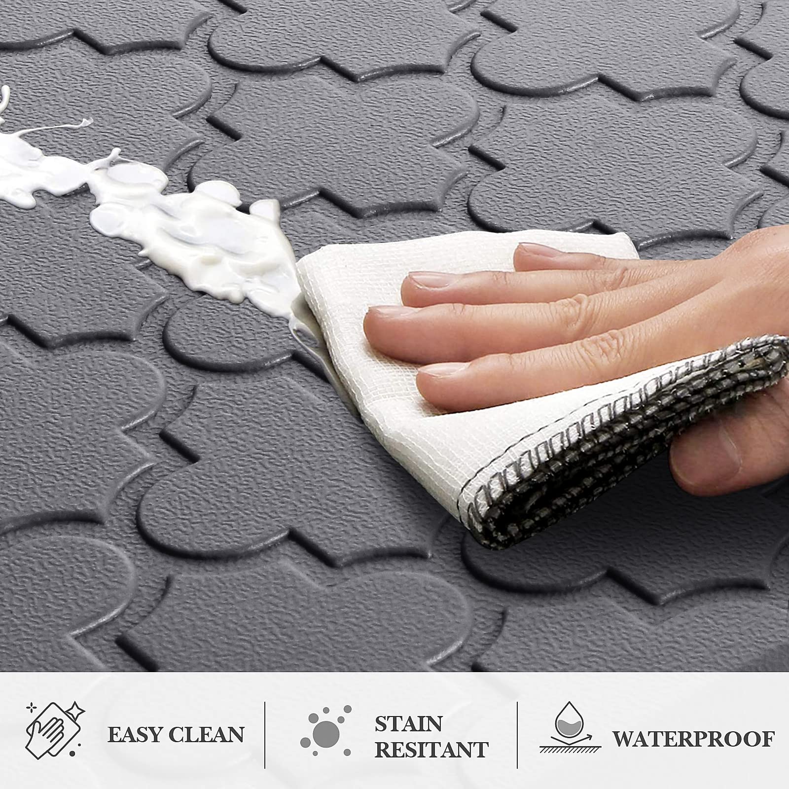 SoftDuo kitchen mat features a non-slip bottom to stay in place during tasks.