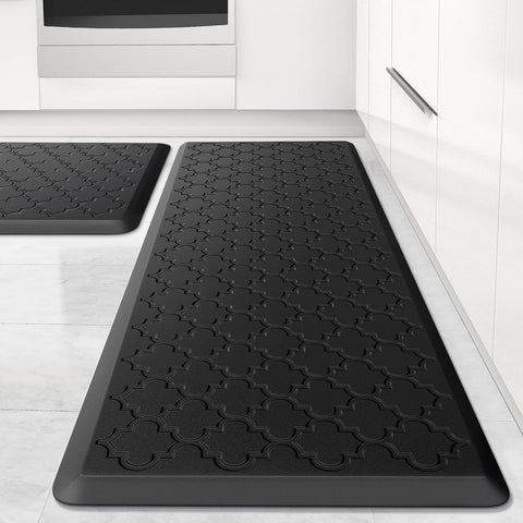 SoftDuo two-pcs anti-fatigue kitchen mats reduce standing fatigue during cooking.