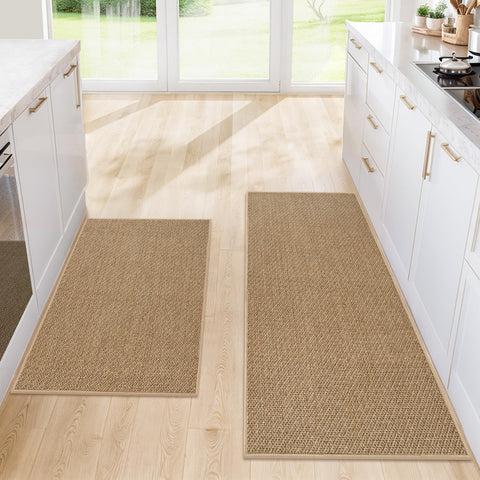 SofterCharm kitchen mat 20x32 khaki with non-slip backing absorbs spills safely