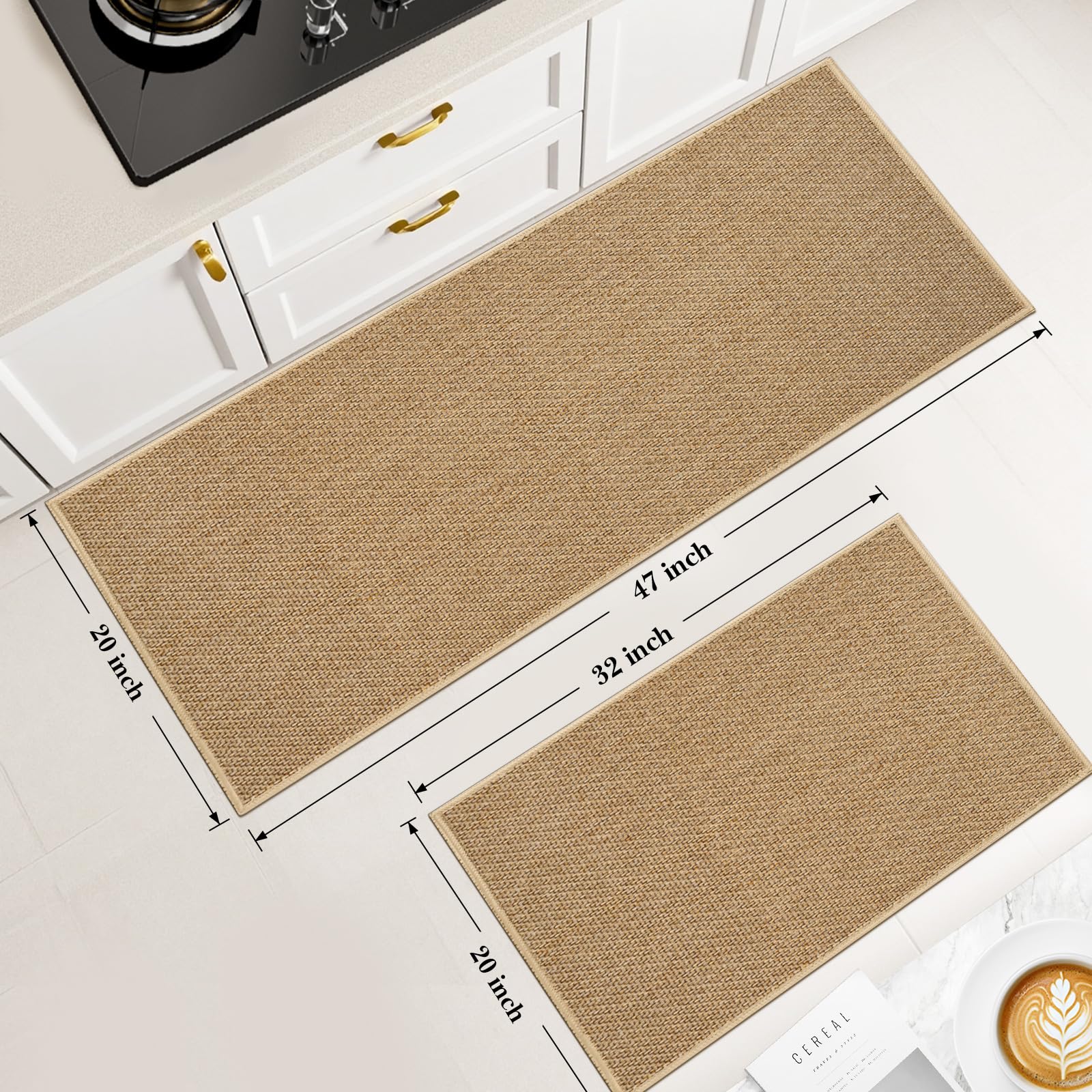 SofterCharm kitchen mat 20x47 khaki offers extended floor protection and easy cleaning