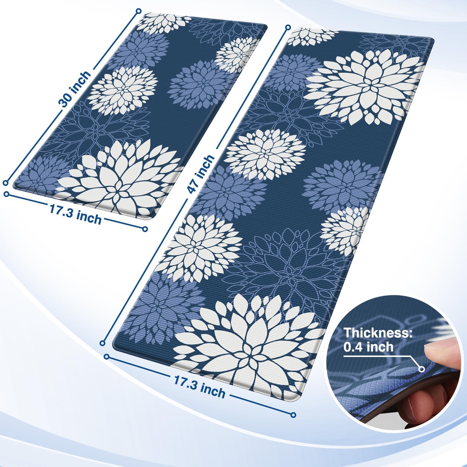 SofterCharm kitchen mat 30x17 blue; ideal under desk use.