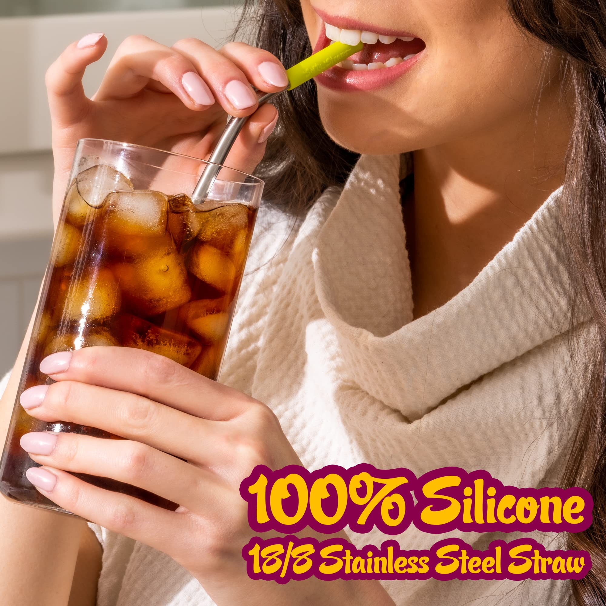 Softy Straws patented squeegee cleaner helps remove gunk easily.