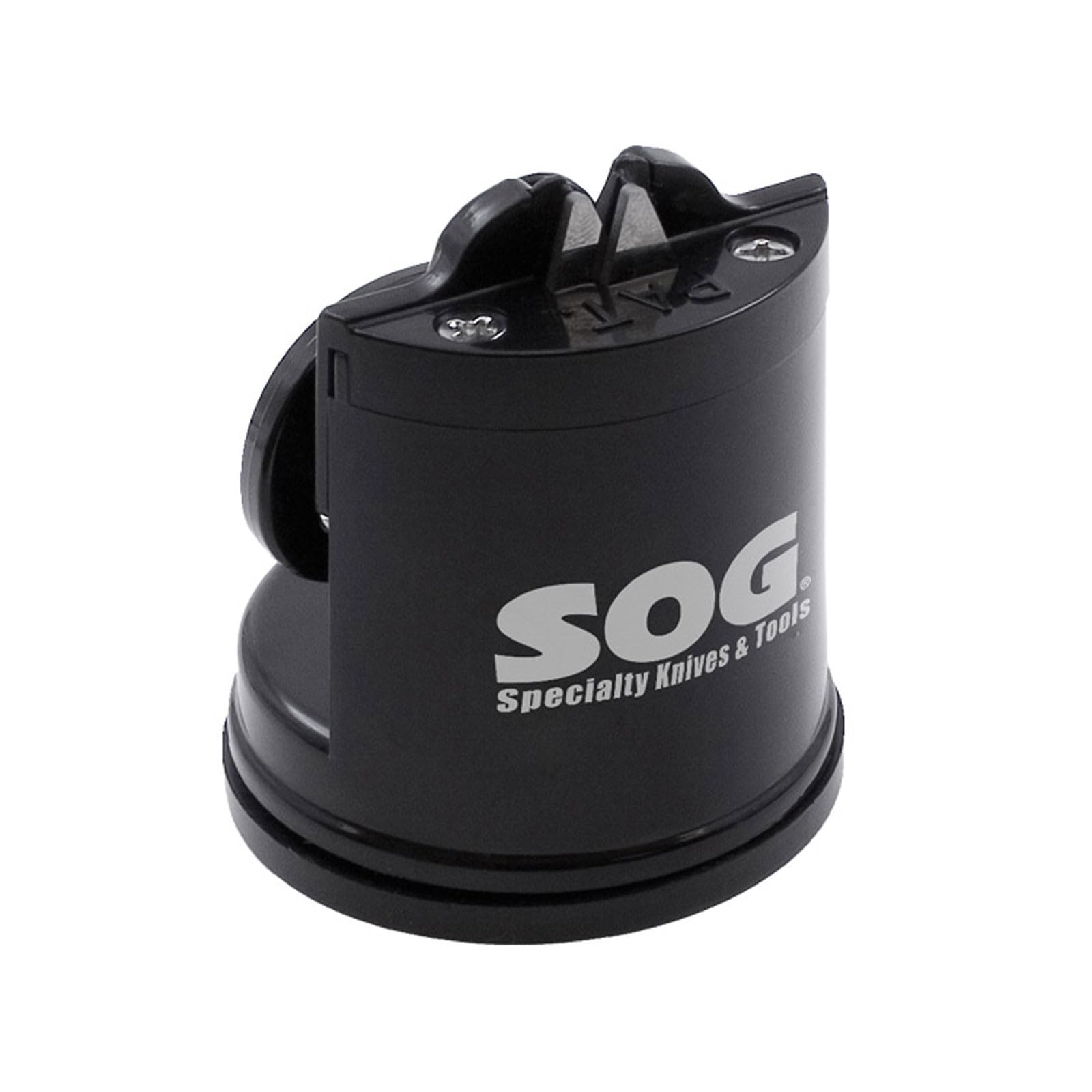 SOG Countertop Sharpener demonstrates razor-edge results on a blade.