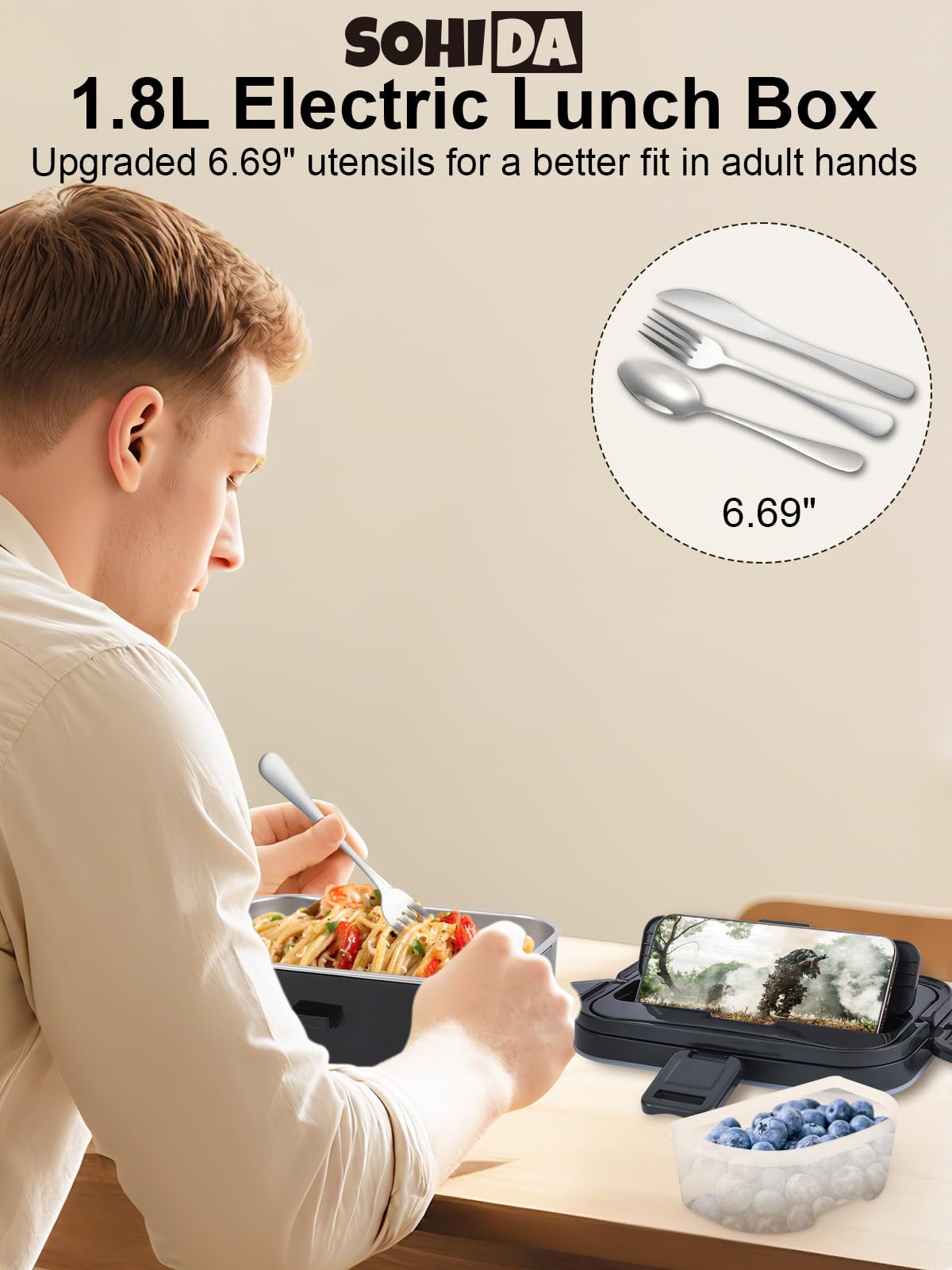 SOHIDA 18L main compartment shows ample space for main course like rice or pasta