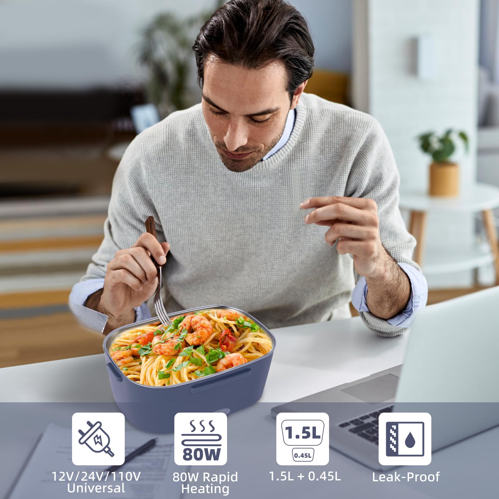 SOHIDA electric lunch box compact handle for easy transport and daily use.