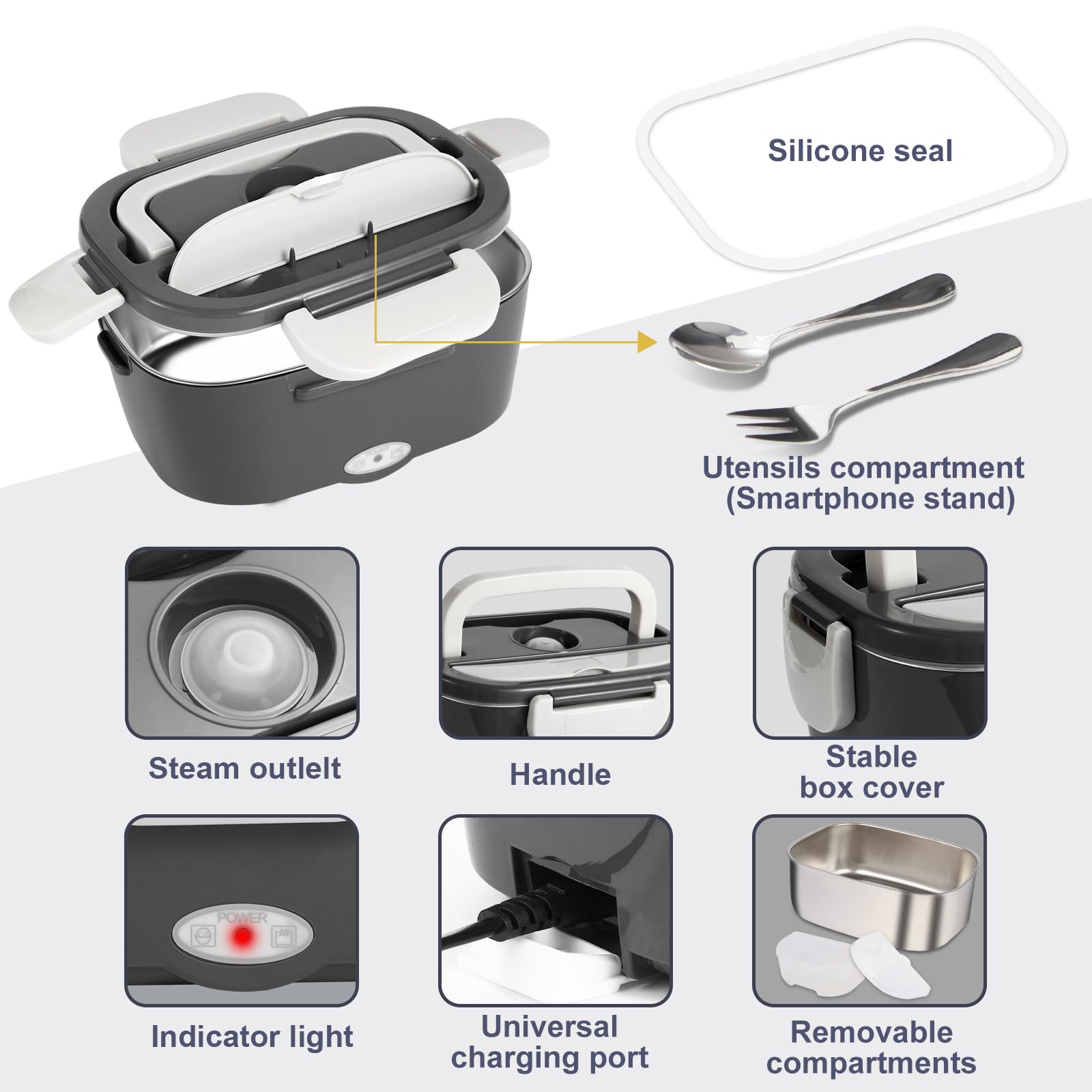 Leakproof gasket and dishwasher-safe parts simplify post-meal cleanup.