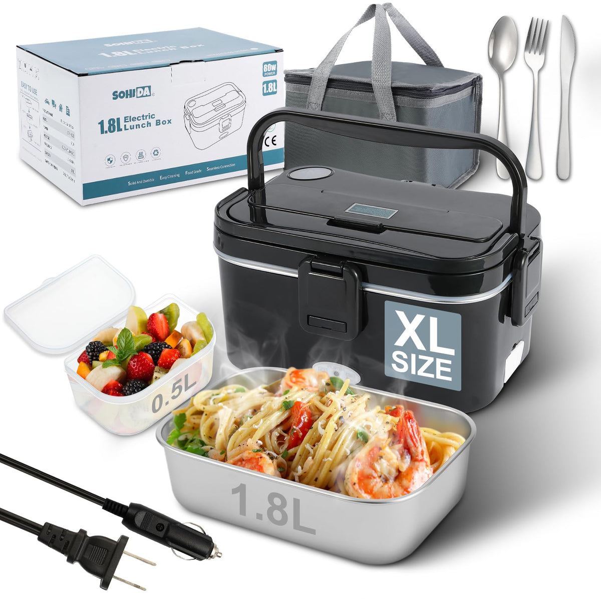 SOHIDA heated lunch box with full-capacity design for satisfying meals on the go
