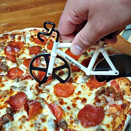 SOHO Kitchen Tour de Pizza Cutter in use during pizza night for fun meals.
