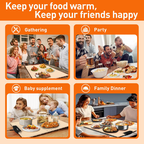 Sohveta timed warming mat showing adjustable heat duration for serving.
