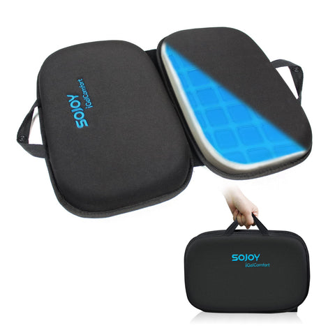 Sojoy iGelComfort foldable cushion for on-the-go comfort during travel.