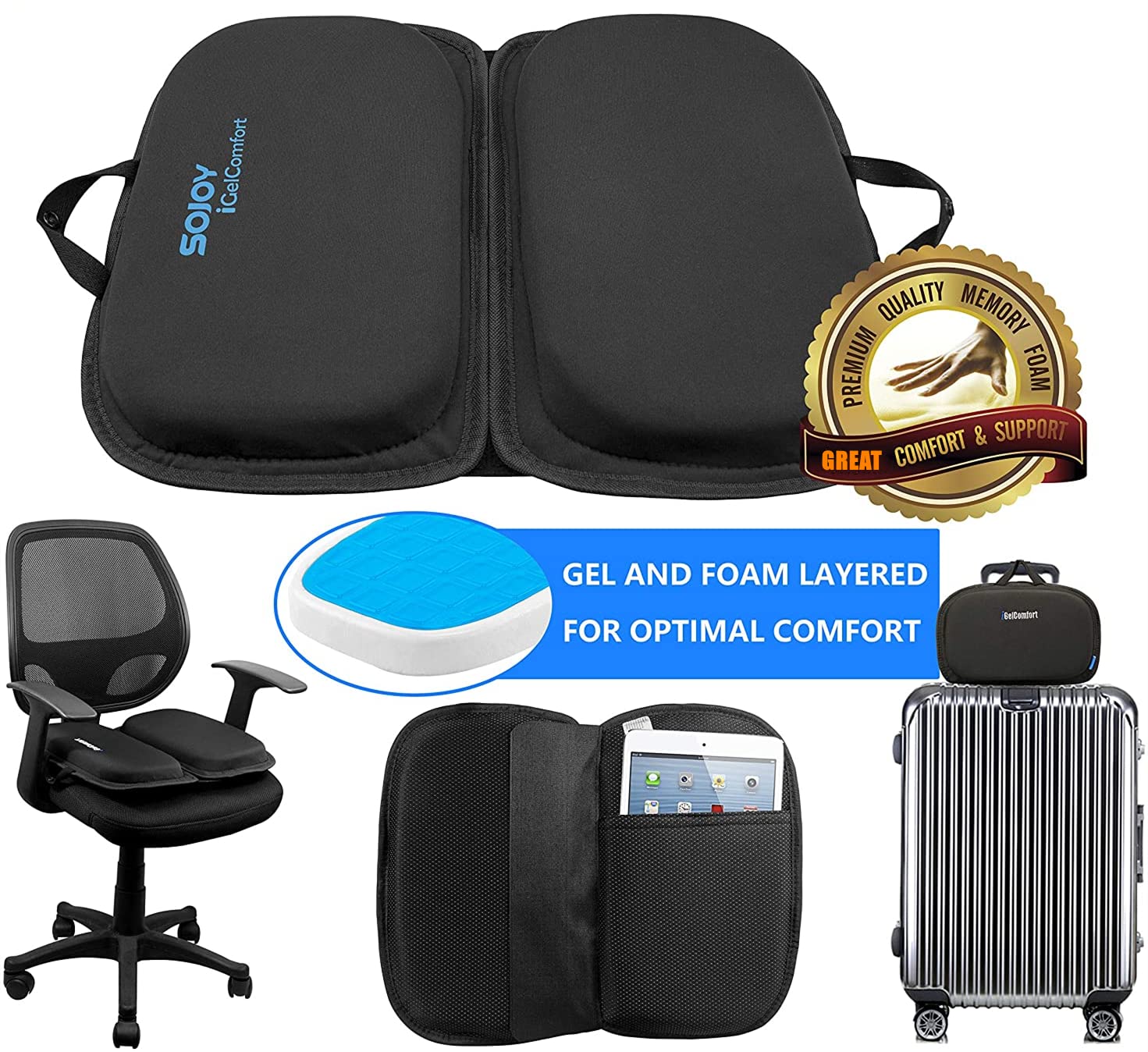 Sojoy iGelComfort pregnant-friendly option gives comfortable seating during pregnancy.