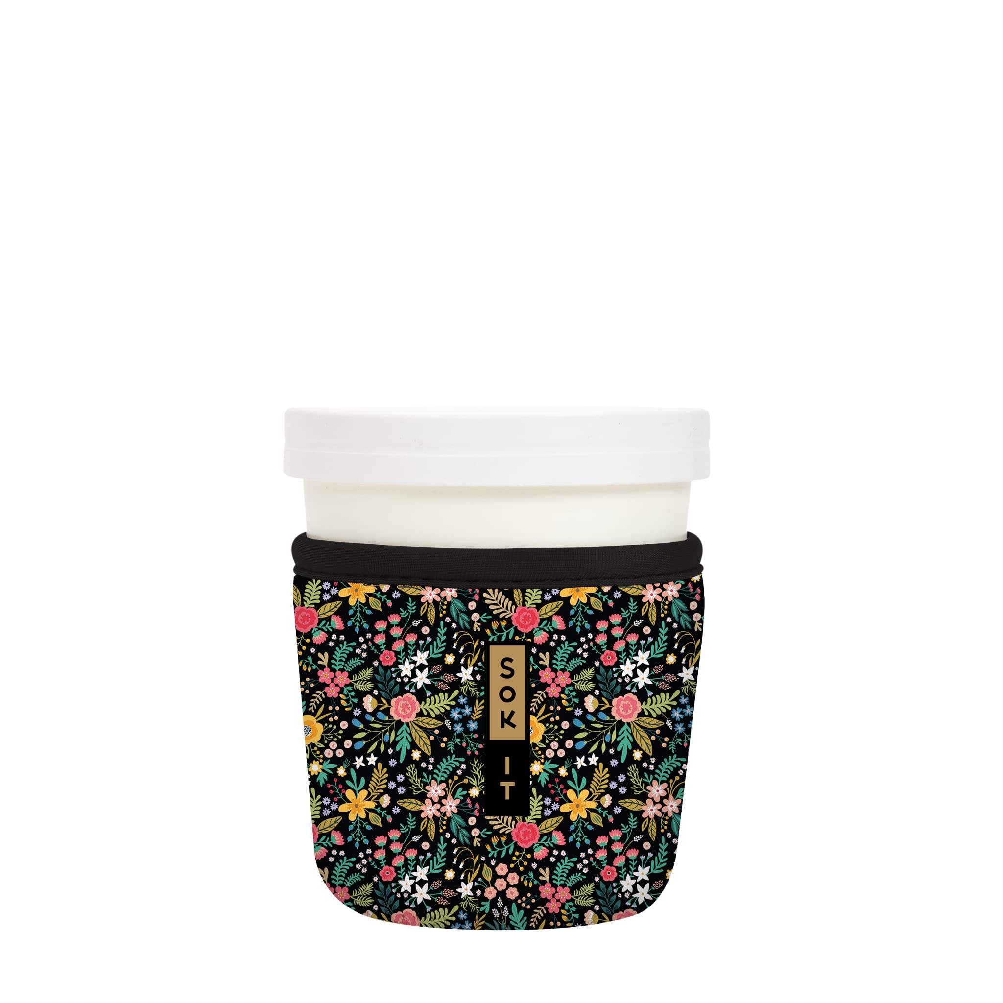 Sok It IceCreamSok English Garden Picnic insulated cover keeps ice cream cold and hands warm.