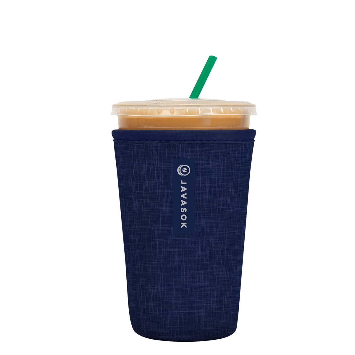 Sok It JavaSok iced coffee sleeve in blue jean keeps drinks cold and hands comfortable.