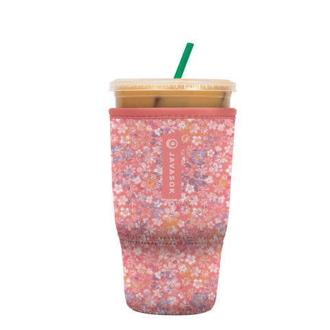Sok It JavaSok Blushing Blooms iced coffee sleeve front view keeps drinks cold on the go
