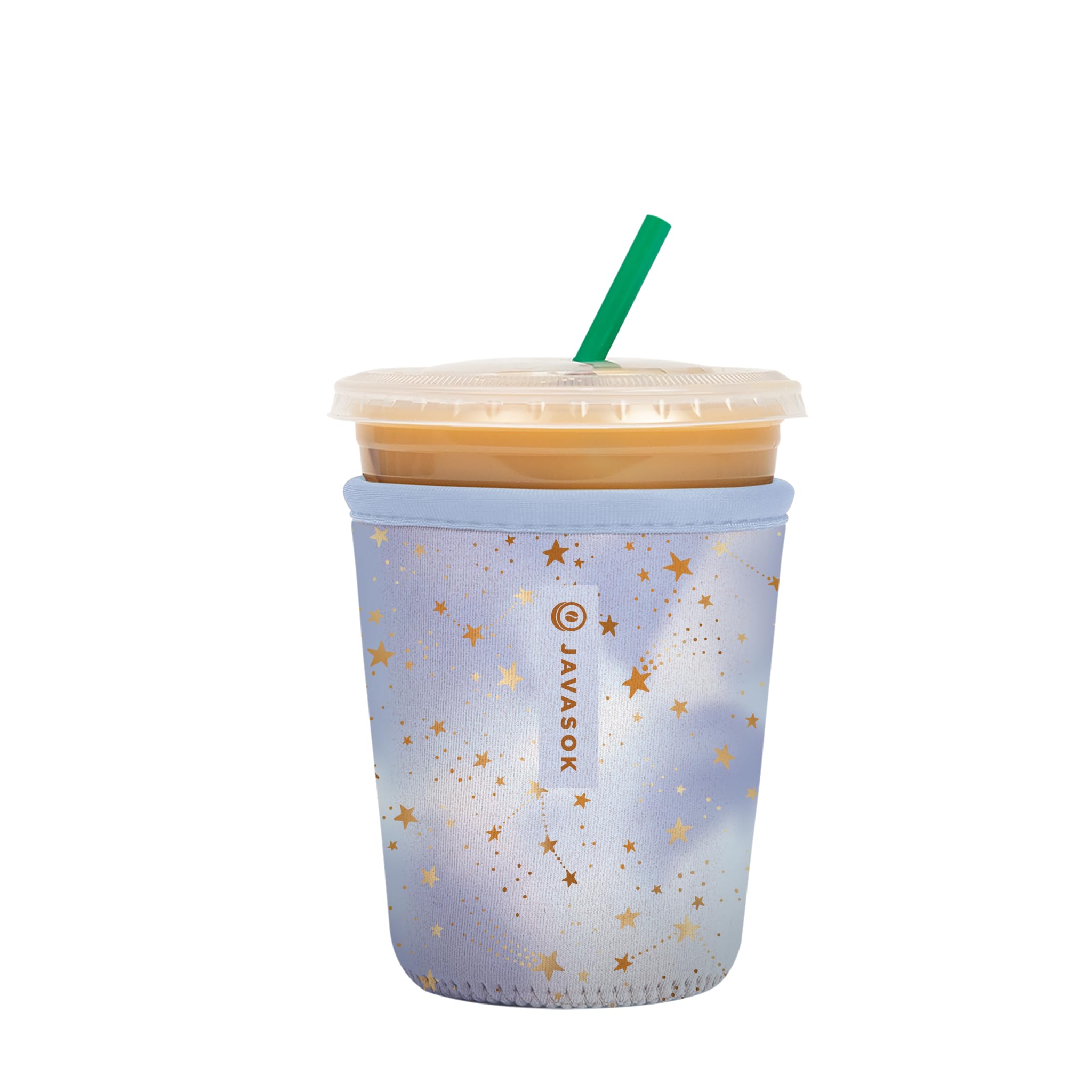 Sok It JavaSok Cosmic Glitter sleeve closeup, durable neoprene with reinforced stitching for long-lasting use.