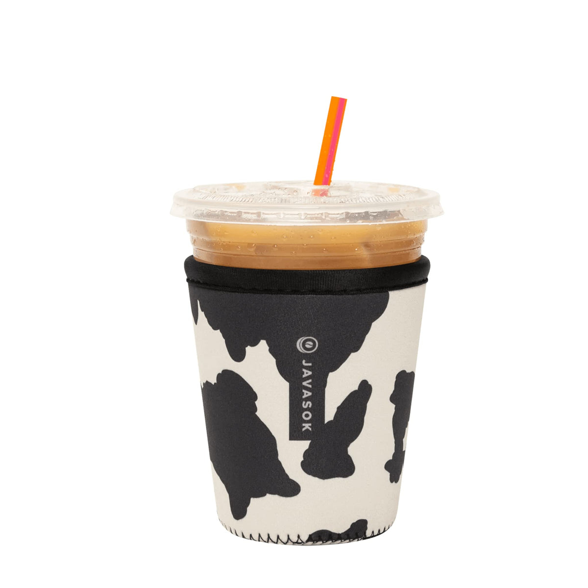 Sok It JavaSok cow-print sleeve 16-20oz keeps drinks cold and hands dry.