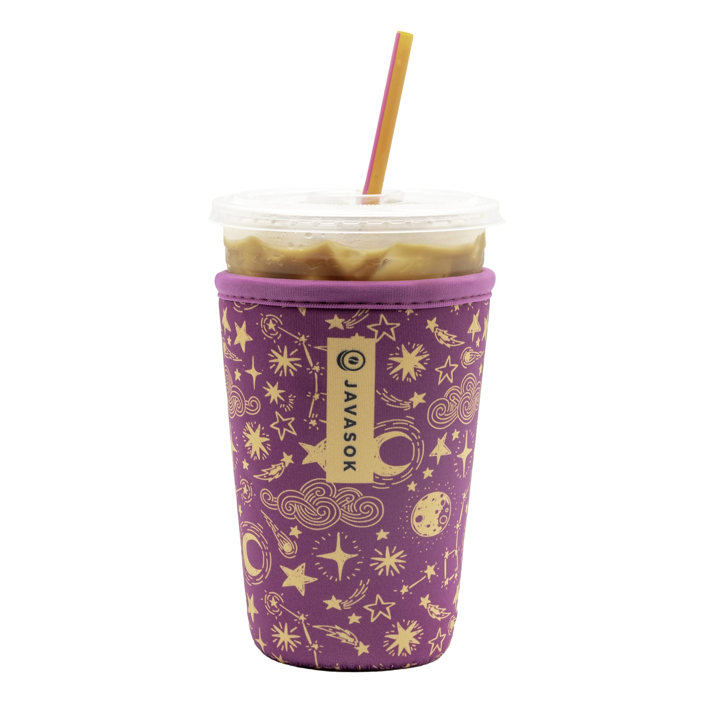 Sok It JavaSok sleeve in Purple Starry Night keeps iced coffee cold and comfortable.