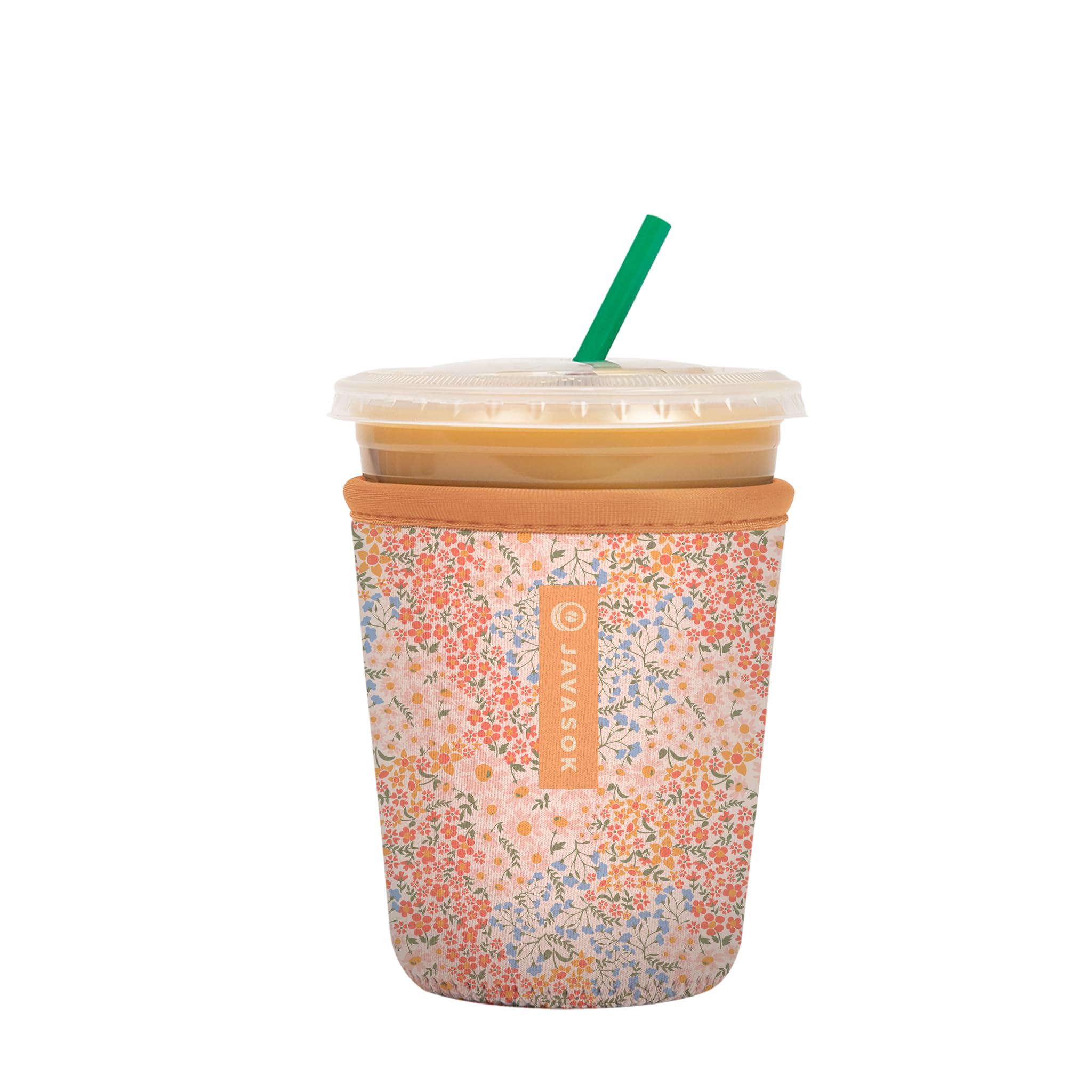 Sok It Javasok dainty florals sleeve front view for 16-20oz iced drinks
