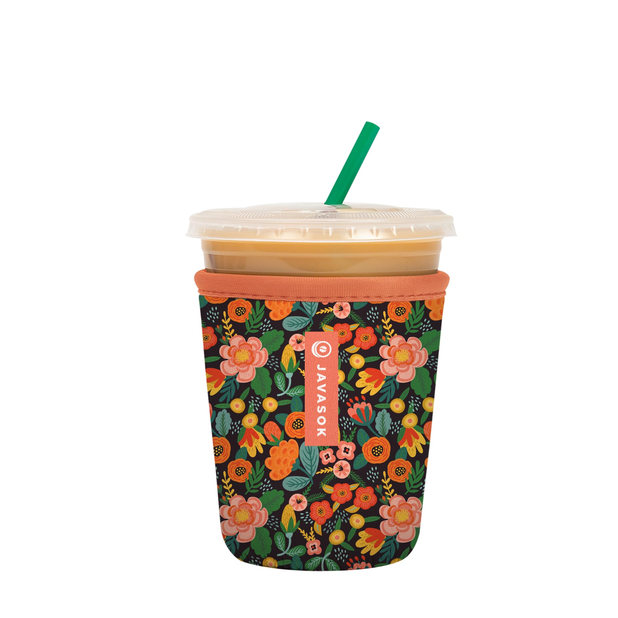 Sok It JavaSok Floral Affair front view sleeve keeps drinks cold and hands comfortable.