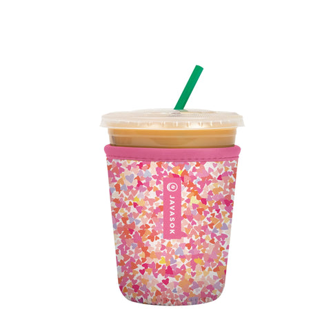 Sok It JavaSok Floral Hearts sleeve for 16-20oz cups keeps drinks cold.
