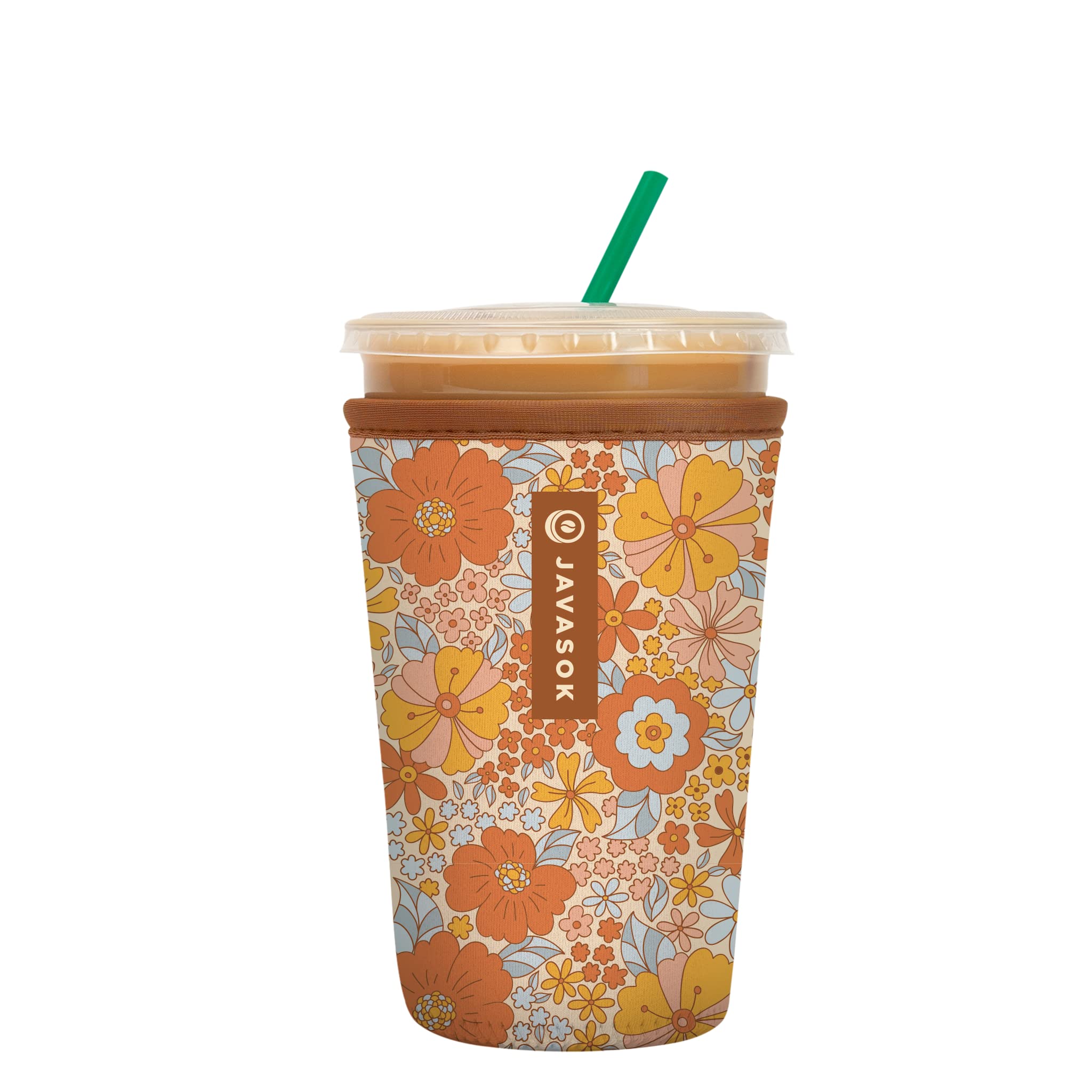 Sok It JavaSok flower power sleeve keeps iced coffee cold and hands warm