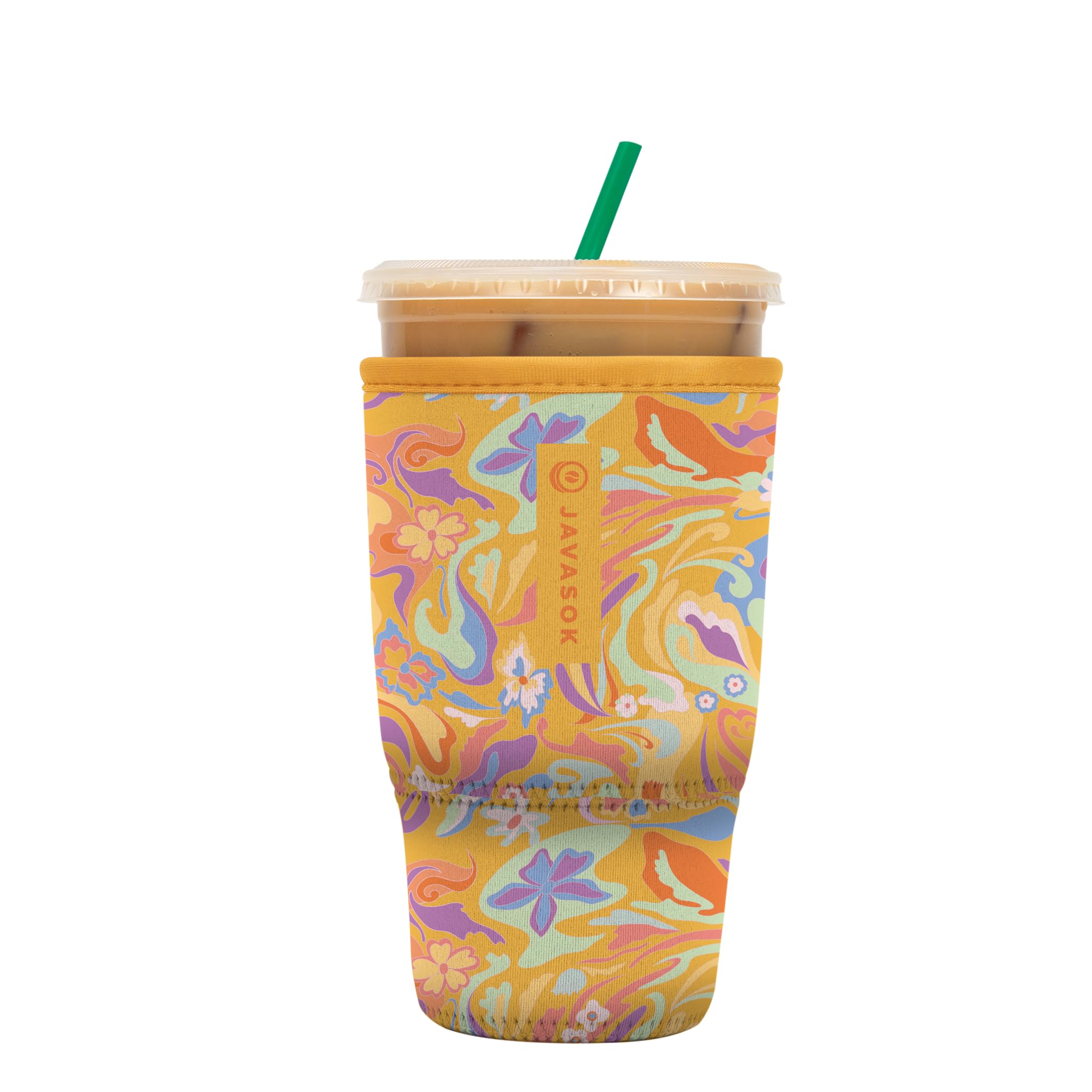 Sok It JavaSok Groovy Swirls sleeve front view protects a 30-32oz cup and adds style.