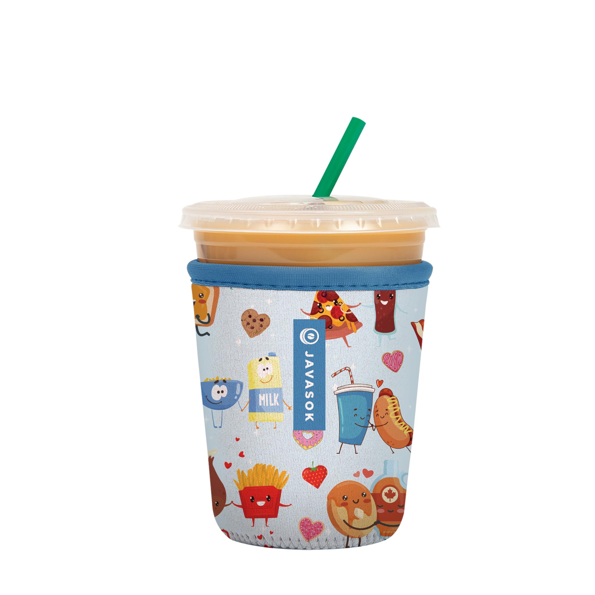 Sok It JavaSok sleeve on a cup keeps beverages cold and comfortable.
