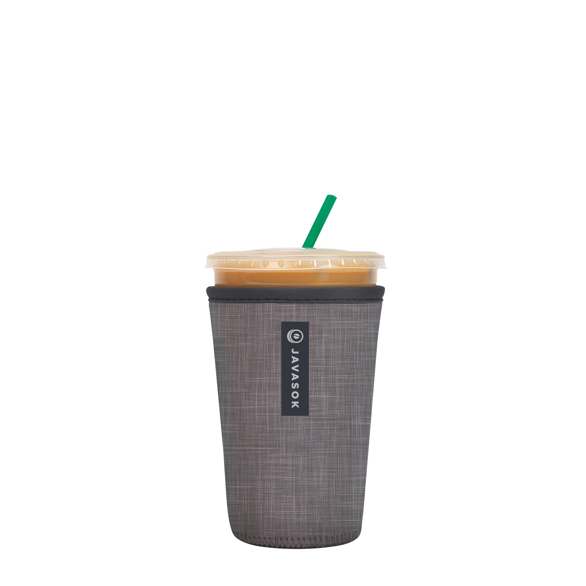 Sok It JavaSok insulated sleeve on an iced coffee cup, keeping drink cold and hands dry.