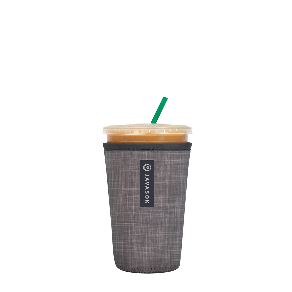 Sok It JavaSok insulated sleeve on an iced coffee cup, keeping drink cold and hands dry.
