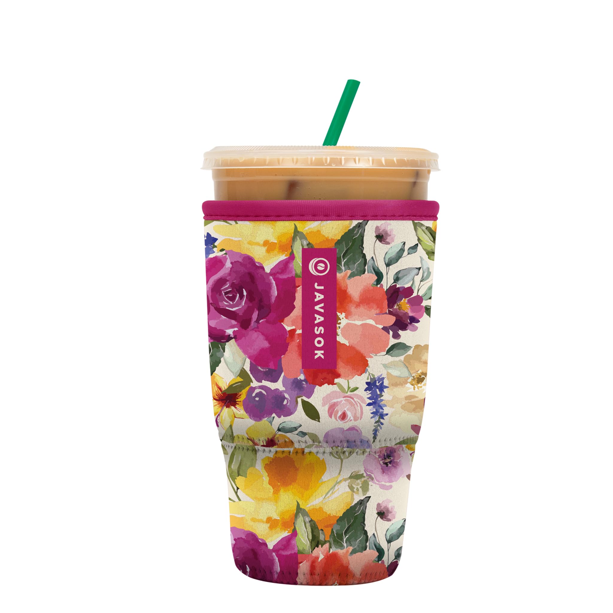 Sok It JavaSok iced coffee sleeve in Blooming Bright keeps drinks cold and easy to grip