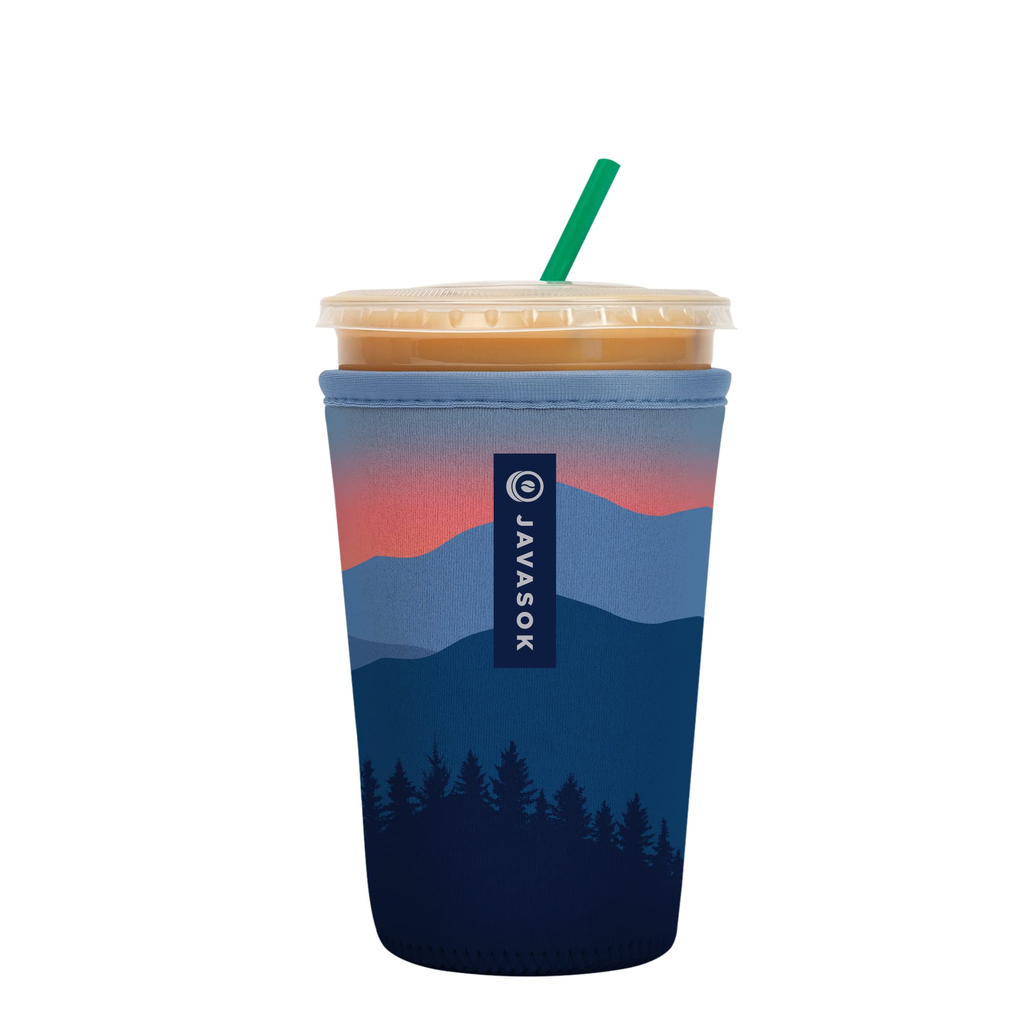 Sok It JavaSok iced coffee sleeve in Blue Ridge keeps drinks cold and hands dry