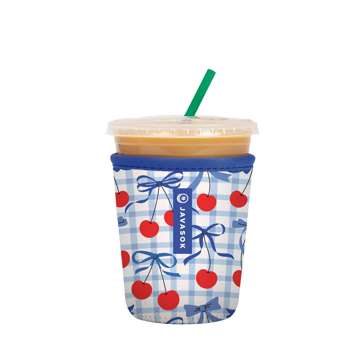 Sok It JavaSok iced coffee sleeve in Cherry Picked on a small 16-20 oz cup for cold drinks