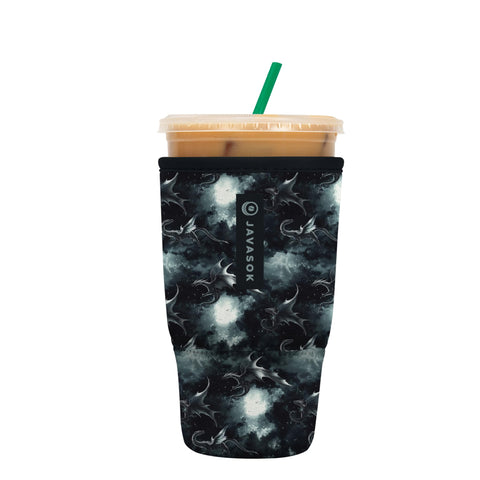 Sok It JavaSok dragon lore sleeve on iced coffee cup shows improved grip and cold retention