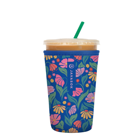 Sok It JavaSok Fairy Flora sleeve on iced coffee keeps drink cold and hands dry.